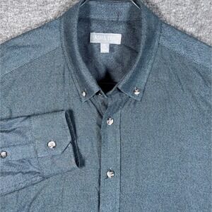 Ash & Erie Shirt Mens Medium Slim Blue Heather Long Sleeve Button Cotton Twill